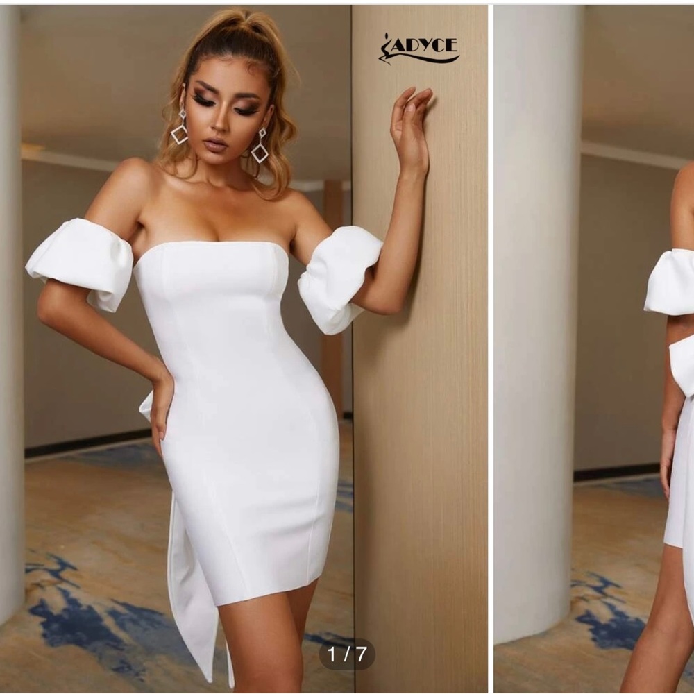 NWOT White dress with bow and detachable sleeves